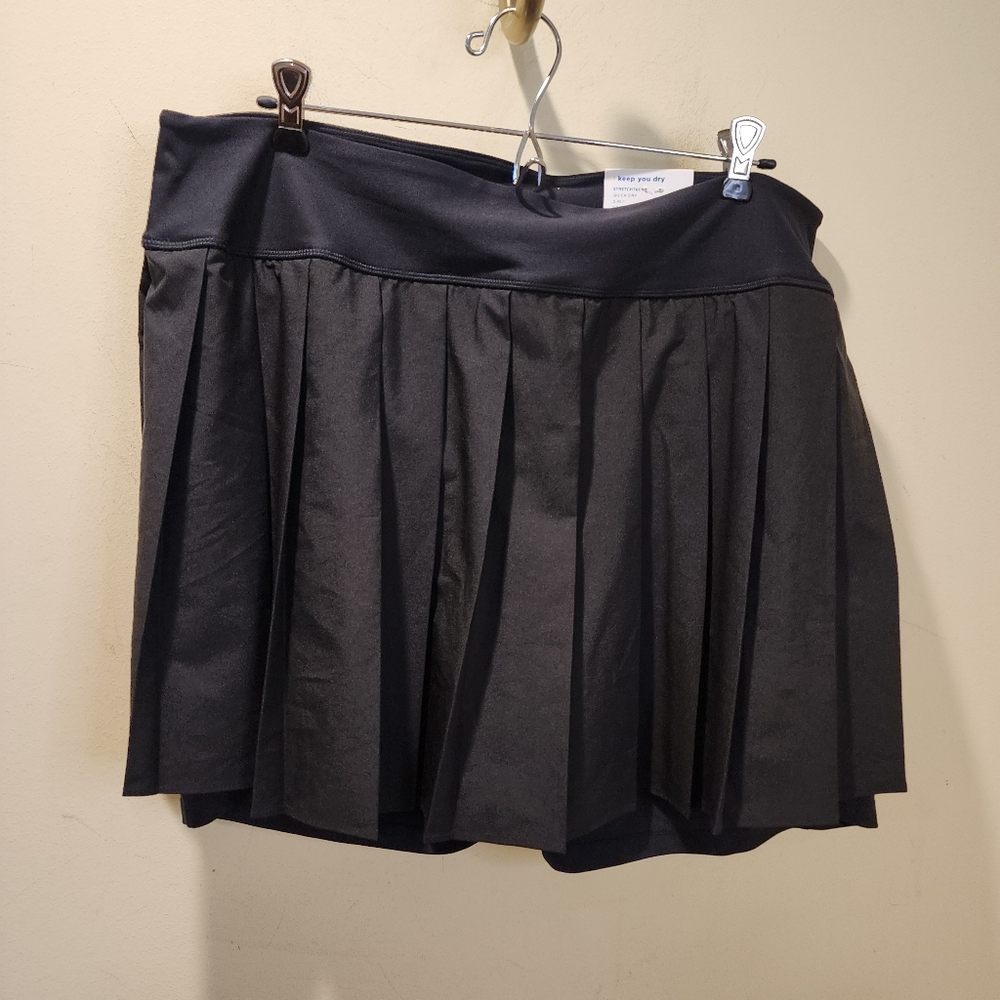 Old Navy Strechtech Quick Dry Tenis Black Pleated Skirt Plus 2X
